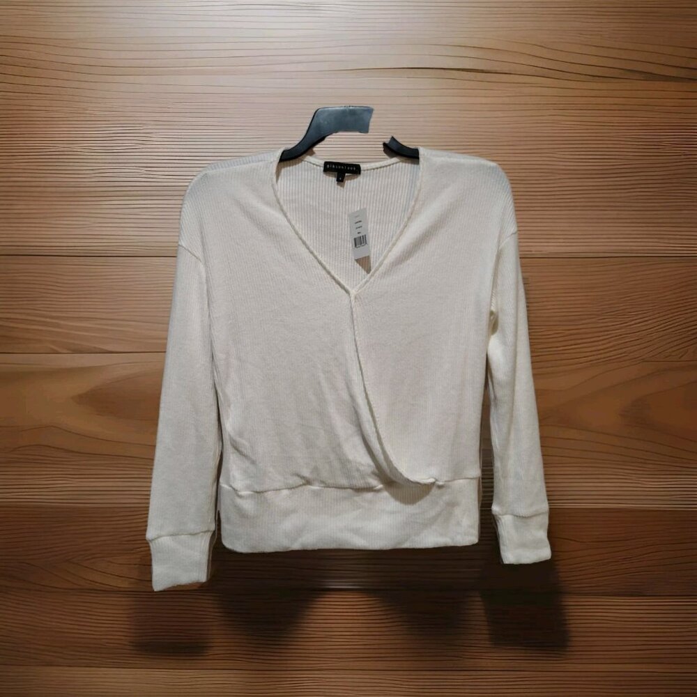 New Gibsonlook Off White Sweater Sweatshirt Womens Small Casual  V-Neck